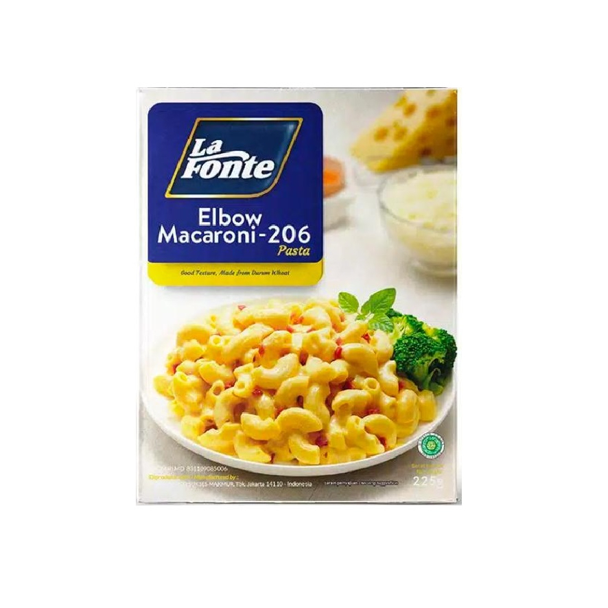 

LA FONTE/ELBOW MACARONI/SPIRAL MACARONI/GOBETTI MACARONI/KEMASAN 225 GR