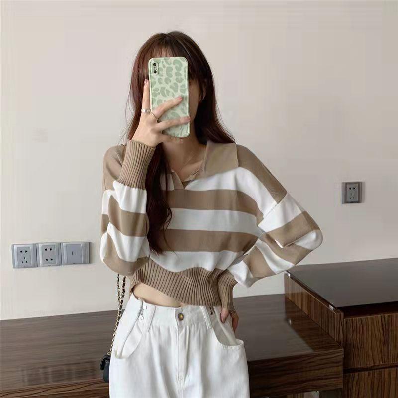 TELLY ➡️ BJ-067 Sweater Rajut Wanita Valencia Blaster Crop Korea