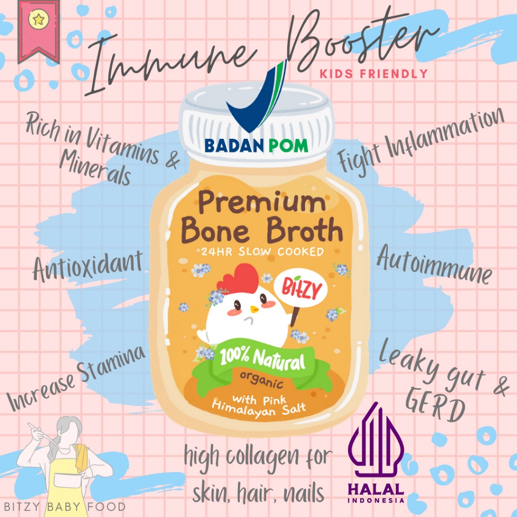 

Premium Bone Broth / Kaldu Tulang Ayam / Minuman Kesehatan / Autoimmune / Sari Pati Ayam / Vitamin / covid 19 / isoman / Bitzy Baby Food