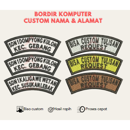 Bordir Komputer Satuan Identitas Sekolah | Badge / Bet Nama & Lokasi