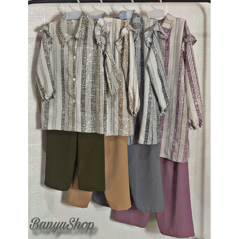 SETELAN ANAK MOTIF SALUR BAHAN CRINKLE QUEEN