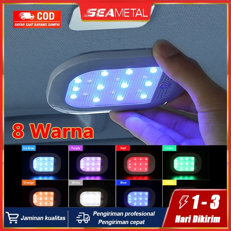 SEAMETAL Lampu Kabin Mobil Led Plafon Lampu Plafond Mobil Lampu Baca Mobil 8 Warna USB Lampu Led Pla