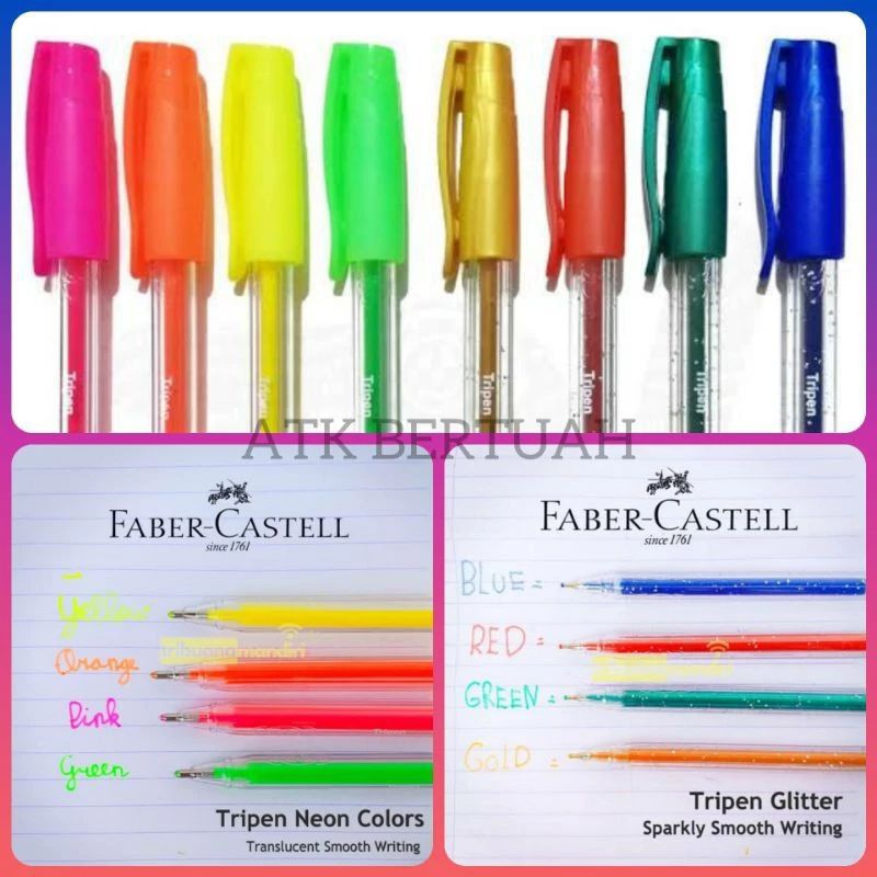 

GROSIR FABER CASTELL TRIPEN GEL GLITTER NEON