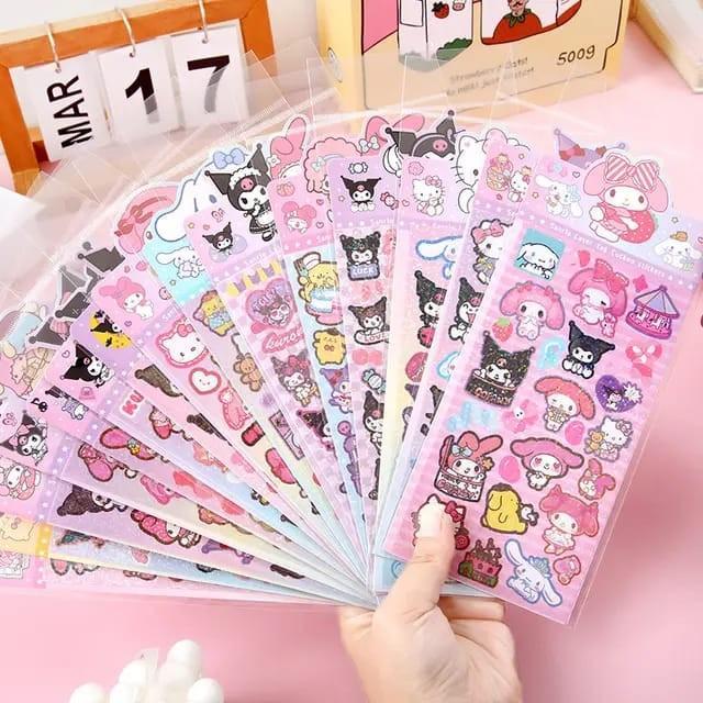 

Neon Sticker Gambar tempel Dekorasi Karakter Sanrio Hologram Stiker Anak Anak Gliter 6 Lembar