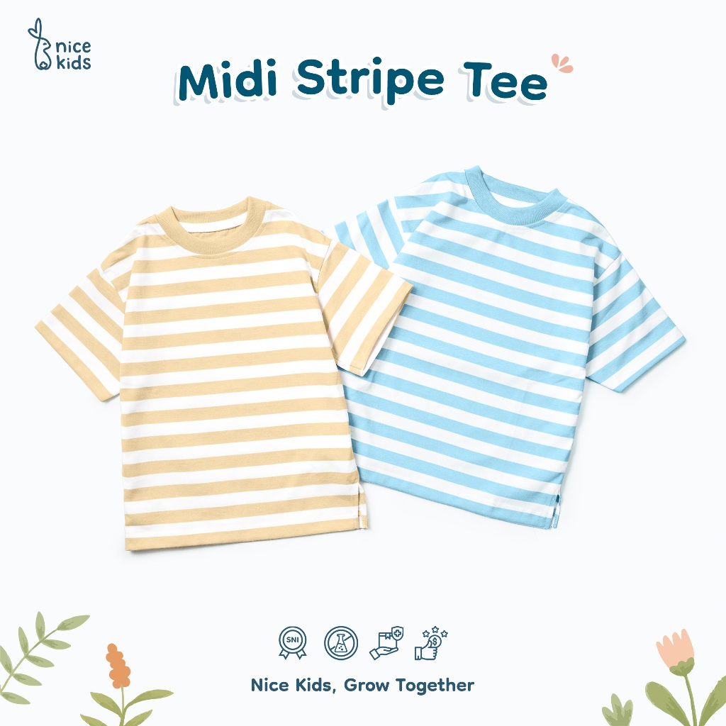 Nice Kids - Midi Stripe T-Shirt Kaos Anak Unisex (1-6 Tahun)