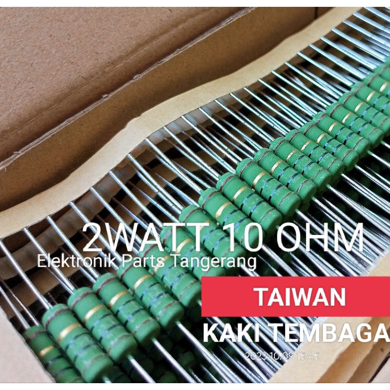 (10 buah) RESISTOR 2WATT 10 OHM TAIWAN KAKI TEMBAGA RESISTOR 2W 10 OHM RESISTOR 2 WATT 10 OHM RESIST