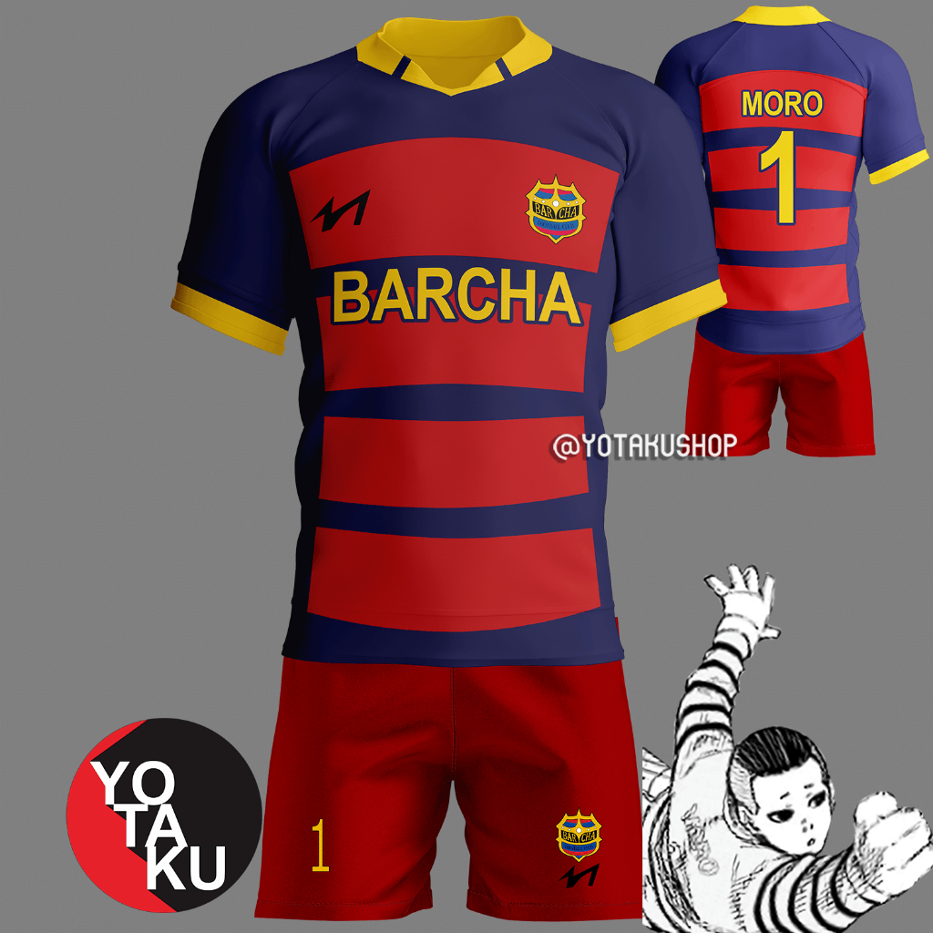 Jersey Anime Cosplay Blue Lock FC BARCHA 1 Moro Full Set YOTACOS