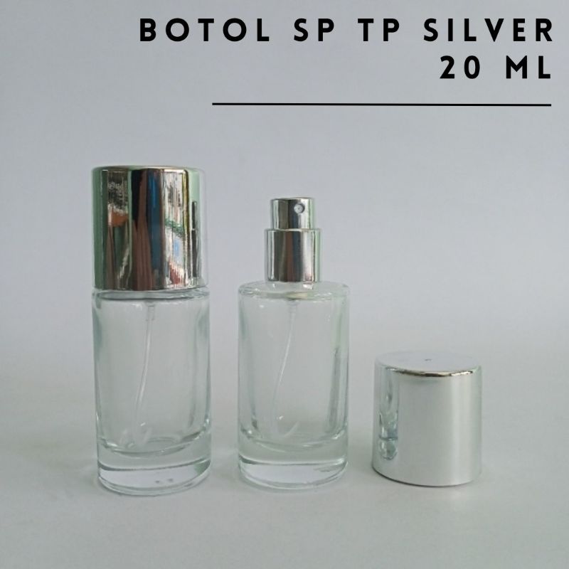 BOTOL PARFUM SPRAY TP SILVER 20ML - Botol Parfum Kosong Spray Silver 20ml