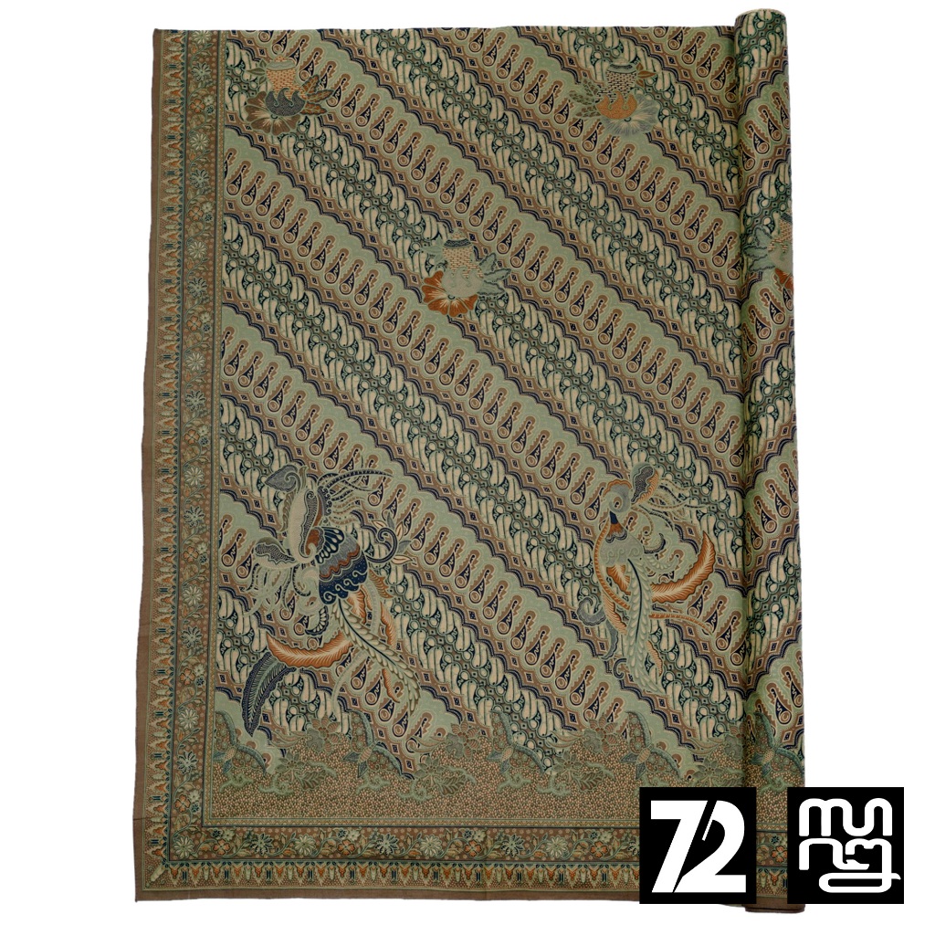 Kain Batik Katun Motif Parang Seling Kusumo Warna Olive Sage Green Ukuran Jarik untuk Bawahan Tradis