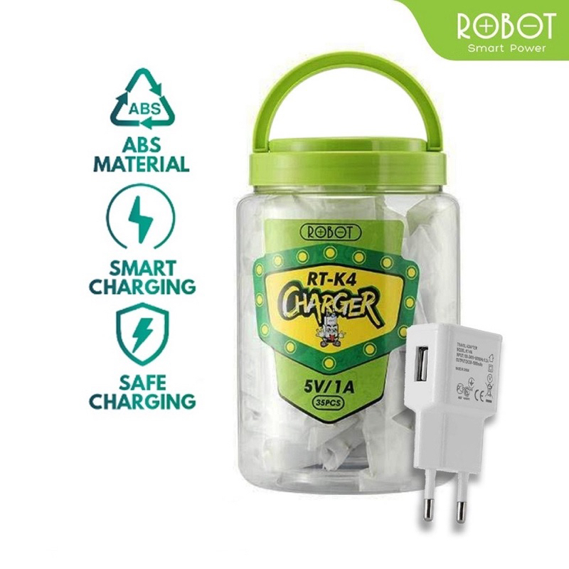 Kepala Adaptor Cas Casan Charger Hp Robot RT K4 1A 5V Batok Charger Adaptor Pengecas