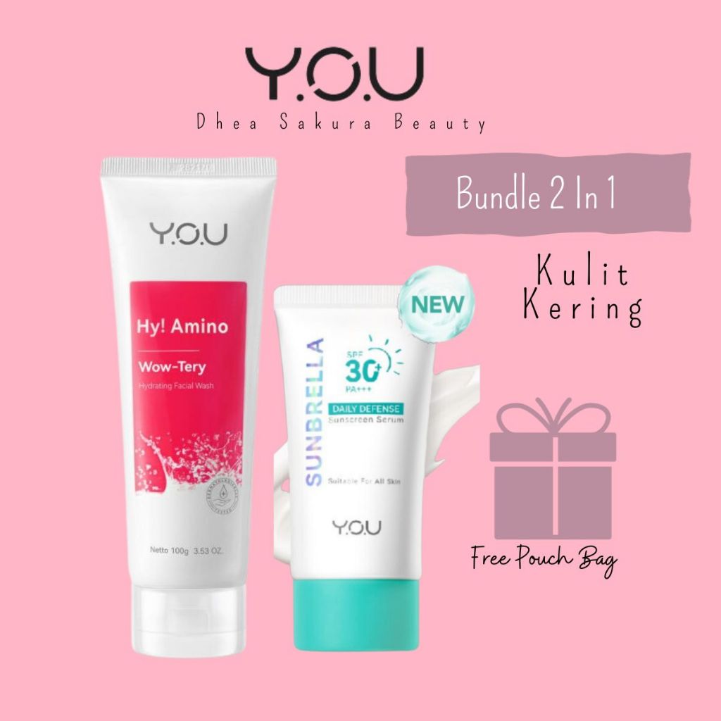 YOU Paket Bundle Sunscreen Sunbrella Daily Defense Serum SPF30 PA+++ + Hy Amino Hydrating Facial Was