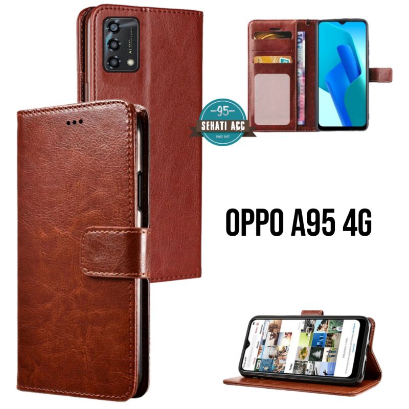 OPPO A95 cesing dompet flip cover leather case