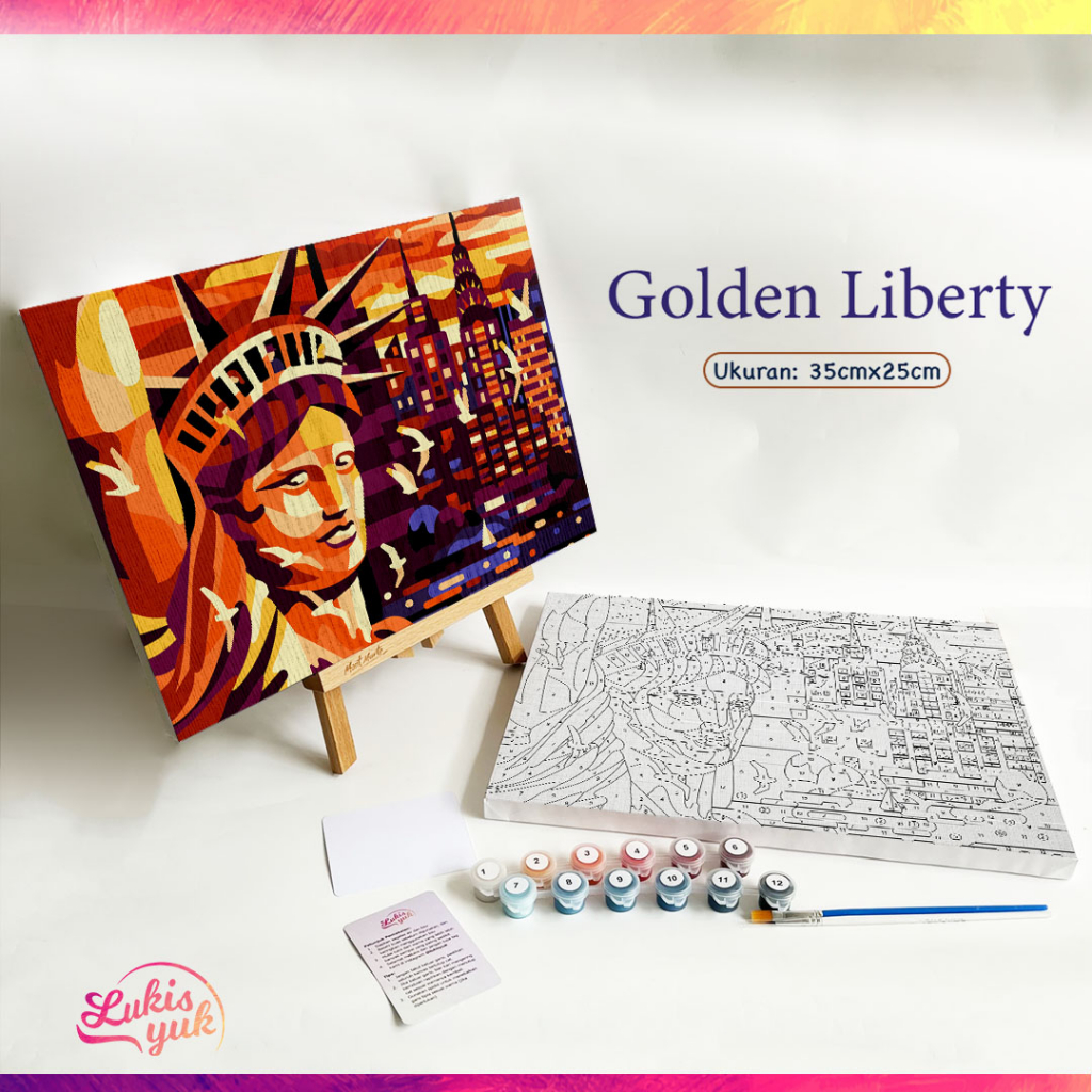 

Golden Liberty - Paint by Numbers Kit - 35x25cm - Cat Akrilik - Kanvas Lukis - by LukisYuk