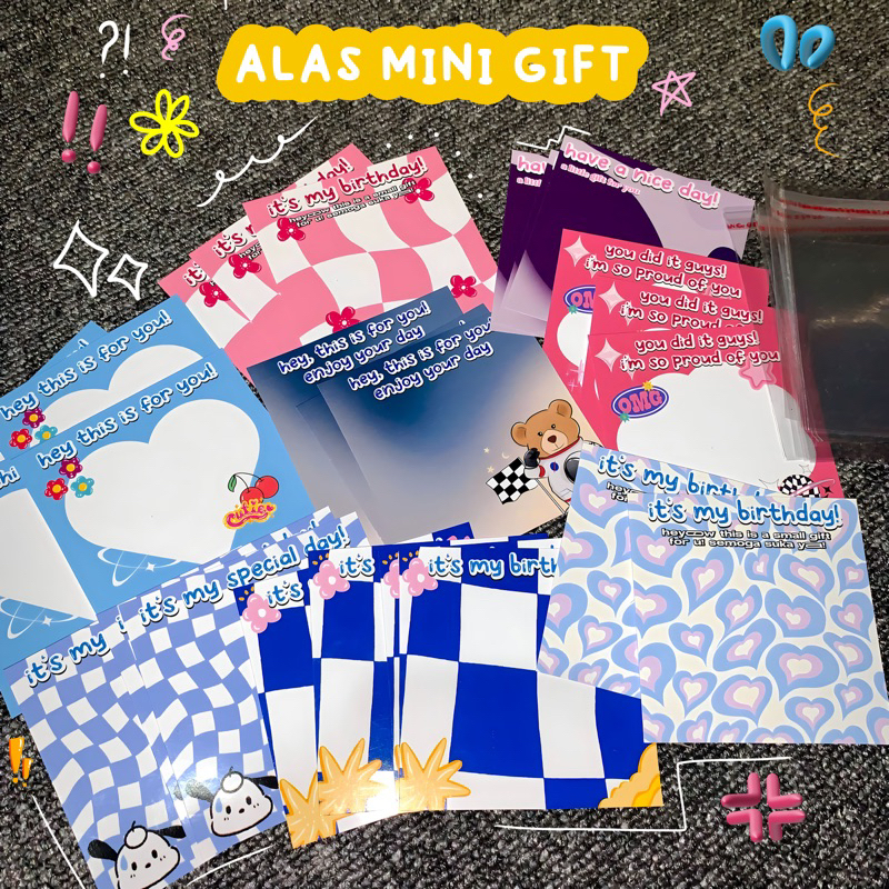 

12 lembar/pcs alas mini gift, hadiah kecil lucu - aesthetic. alas packing