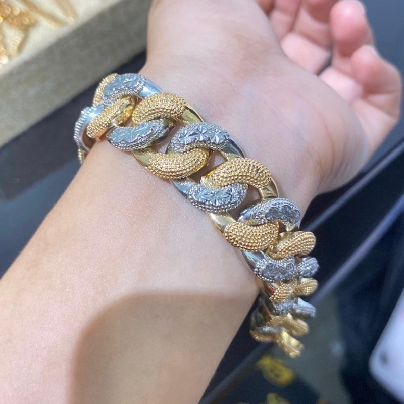 gelang rantai sisik naga kombinasi lapis emas