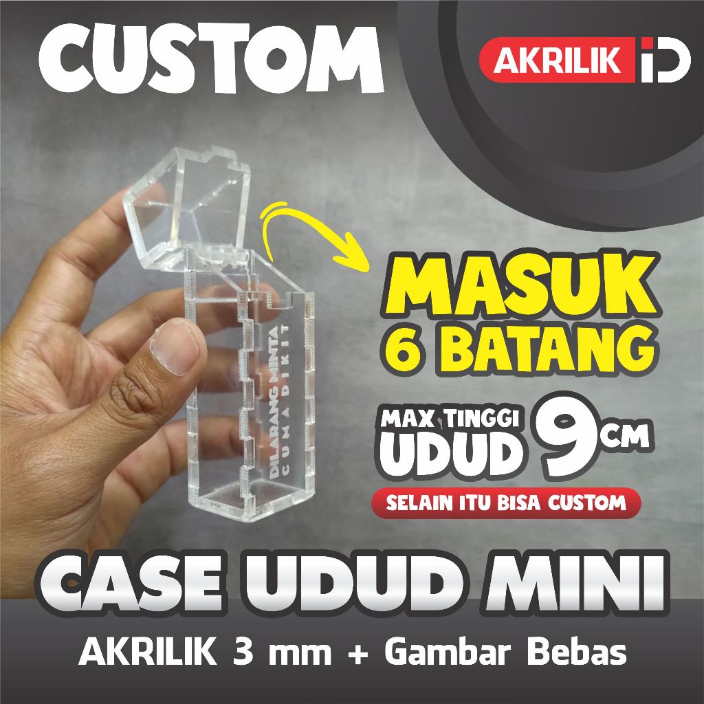Case Rokok Mini - Akrilik Bening 3 mm - Teks Bebas Custom