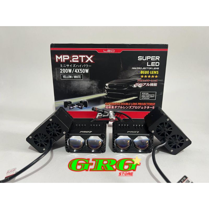 PRO7 MP. 2TX I MINI PROJECTOR 2 MATA PRO7 MP.2X 200W/50W BLUE LENS  PUTIH-KUNING