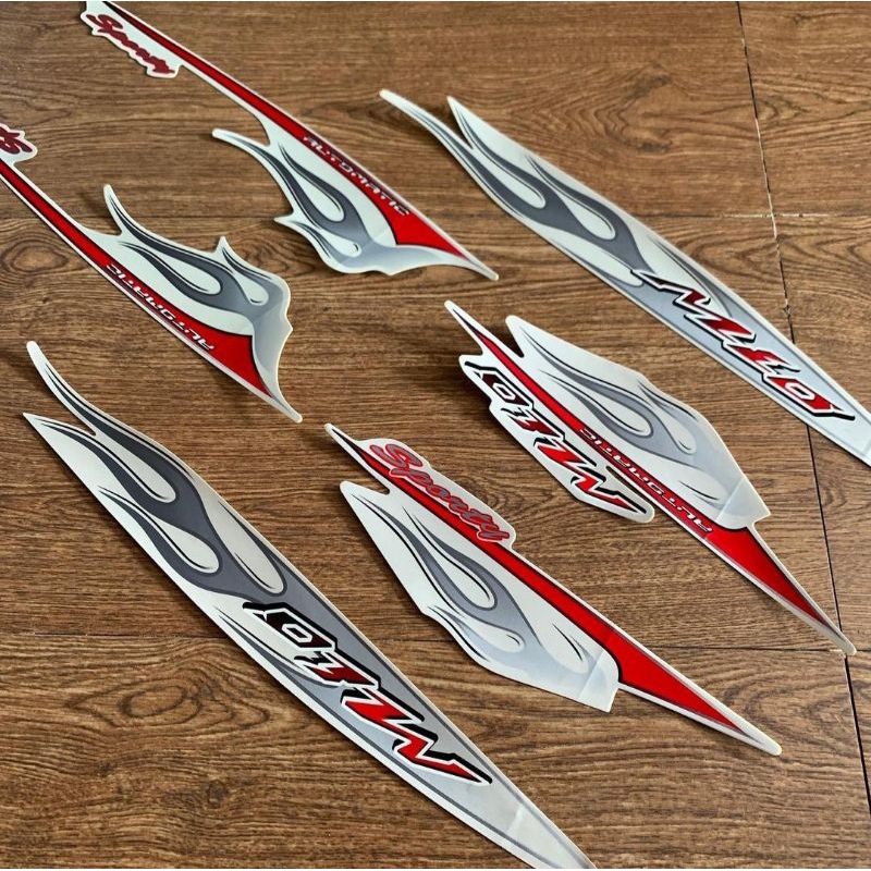 STRIPING MIO SPORTY 2006 ORIGINAL PUTIH STIKER BODY MIO SPORTY API PUTIH