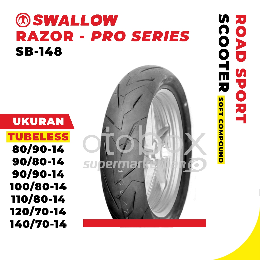 Ban Luar Motor Swallow SB-148 Razor Pro Series 80/90 90/80 90/90 100/80 110/80 120/70 140/70 Ring 14 Tubeless Soft Compound