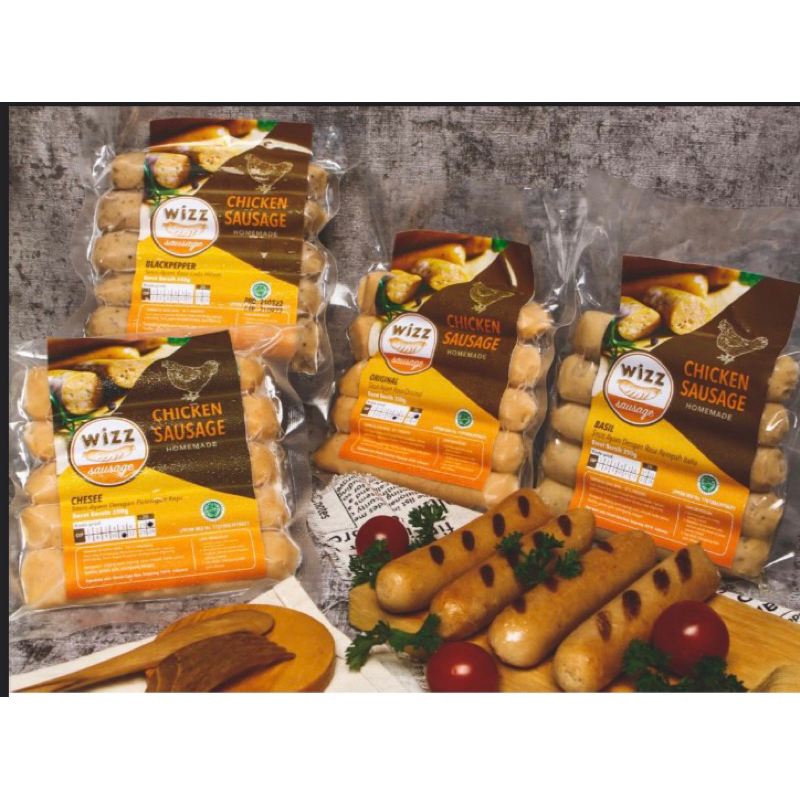 

SOSIS AYAM GLUTEN FREE & EGG FREE tanpa msg tanpa pengawet Rasa Basil WIZZ Sausage