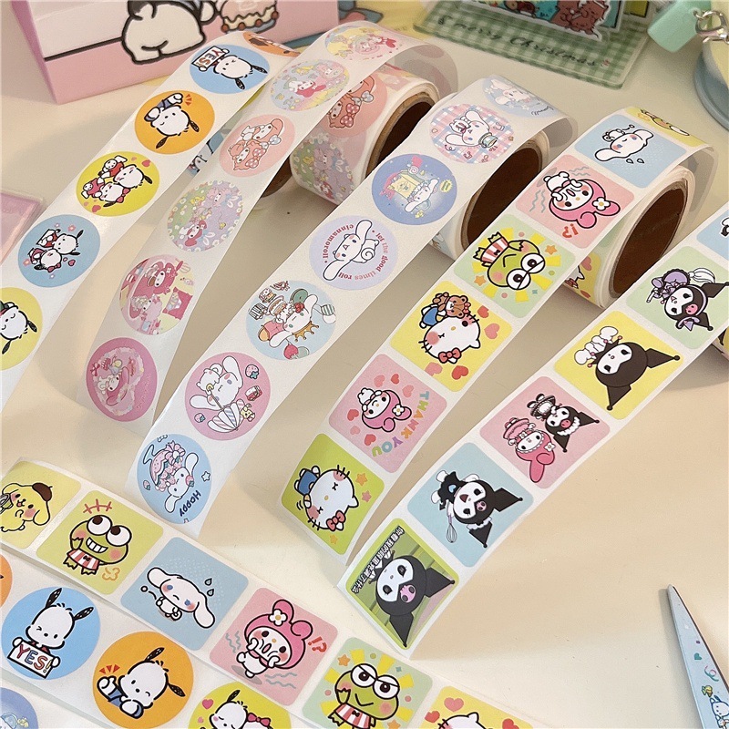 

50pcs Square Shape Cute Cartoon Characters Seal Sticker Stiker Lucu Online Shop Seal Packaging Packing Box Kardus