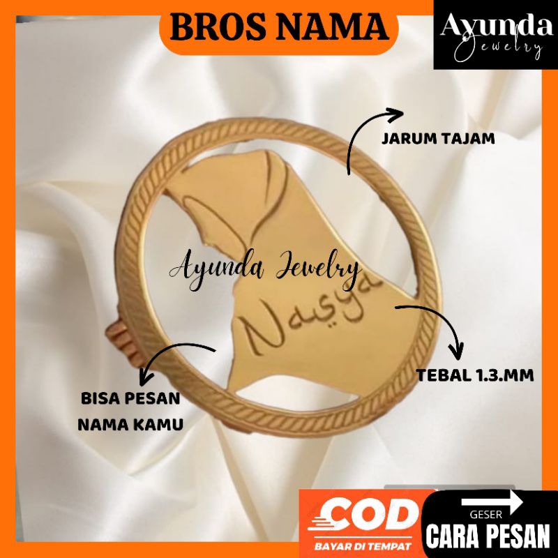 Bros muslimah Bros Nama kekinian lapis emas Bros hijab Bros peniti muslimah