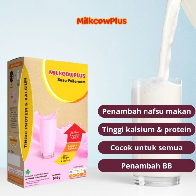 

Milkcowplus Rasa Strawbery Susu Penggemuk dan Peninggi Badan kemasan 500 gram