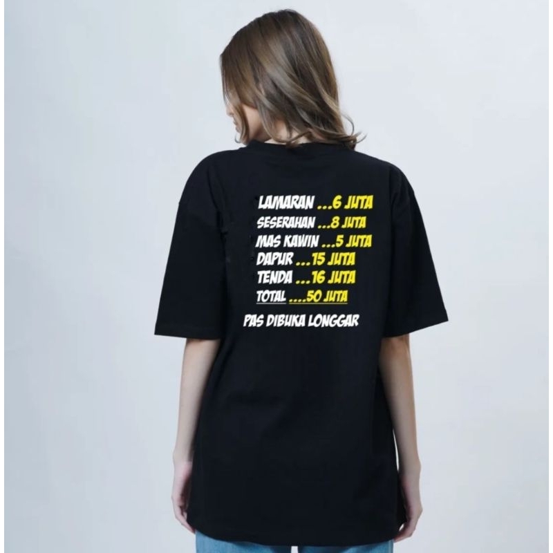 KAOS//MELETUS LAMARAN 6 JUTA,SERAHAN 8JUTA,MASKAWIN 5 JUTA,DAPUR 15 JUTA,TENDA 16 JUTA TOTAL 50 JUTA