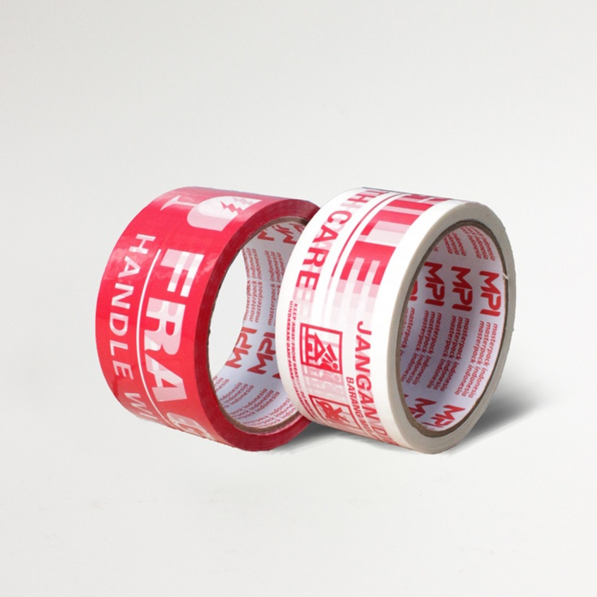 

Lakban Fragile Merah / Lakban Fragile Putih 48 mm x 50 yard Handle With Care Jangan Dibanting - Master Pack Indonesia