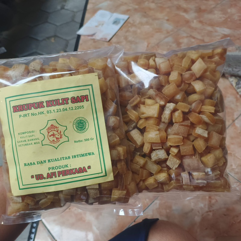 

krecek Rambak kotak dadu kecil Super / krupuk kulit sapi (kotak krikil ) 500gram