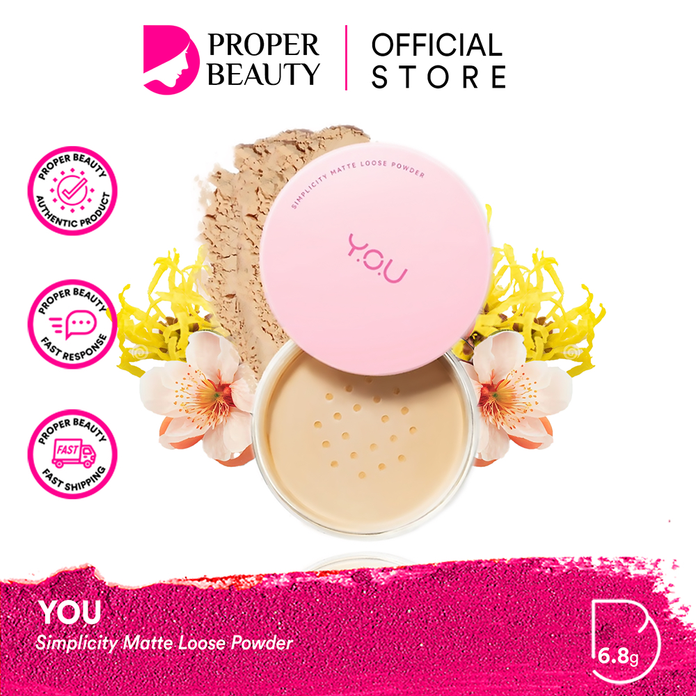 YOU Simplicity Matte Loose Powder Indonesia / Bedak Tabur 6.8g / Peach Blossom / 4D Hyaluronic Acid 