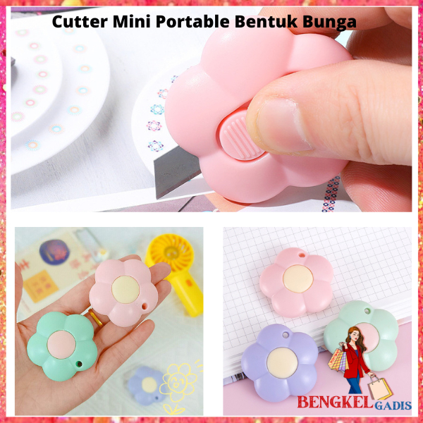 

BG Cutter Mini Portable Bentuk Bunga Mini Cutter Warna Pastel Travel Kit Pemotong Kertas Paper Cutter Lucu