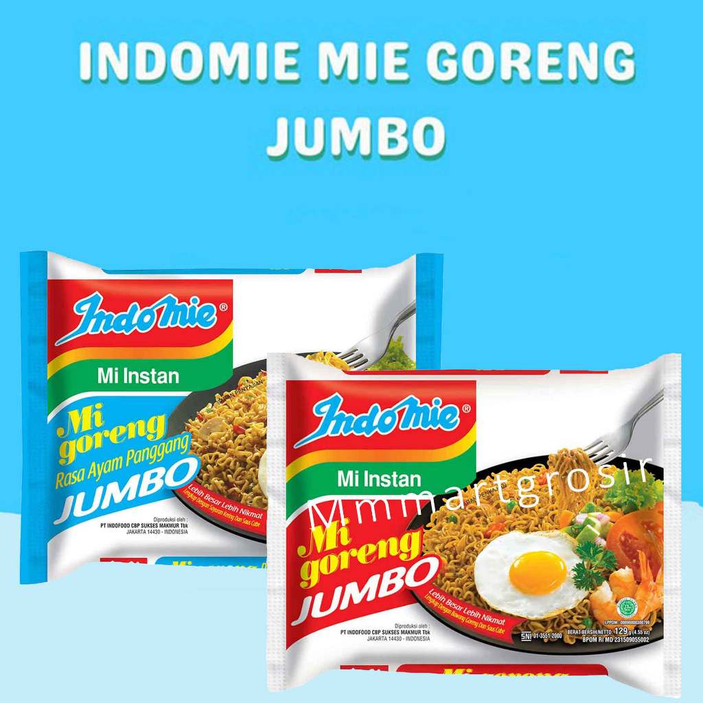 

Indomie Jumbo / Mie Instan Goreng / Mie Goreng Rasa Original & Ayam panggang