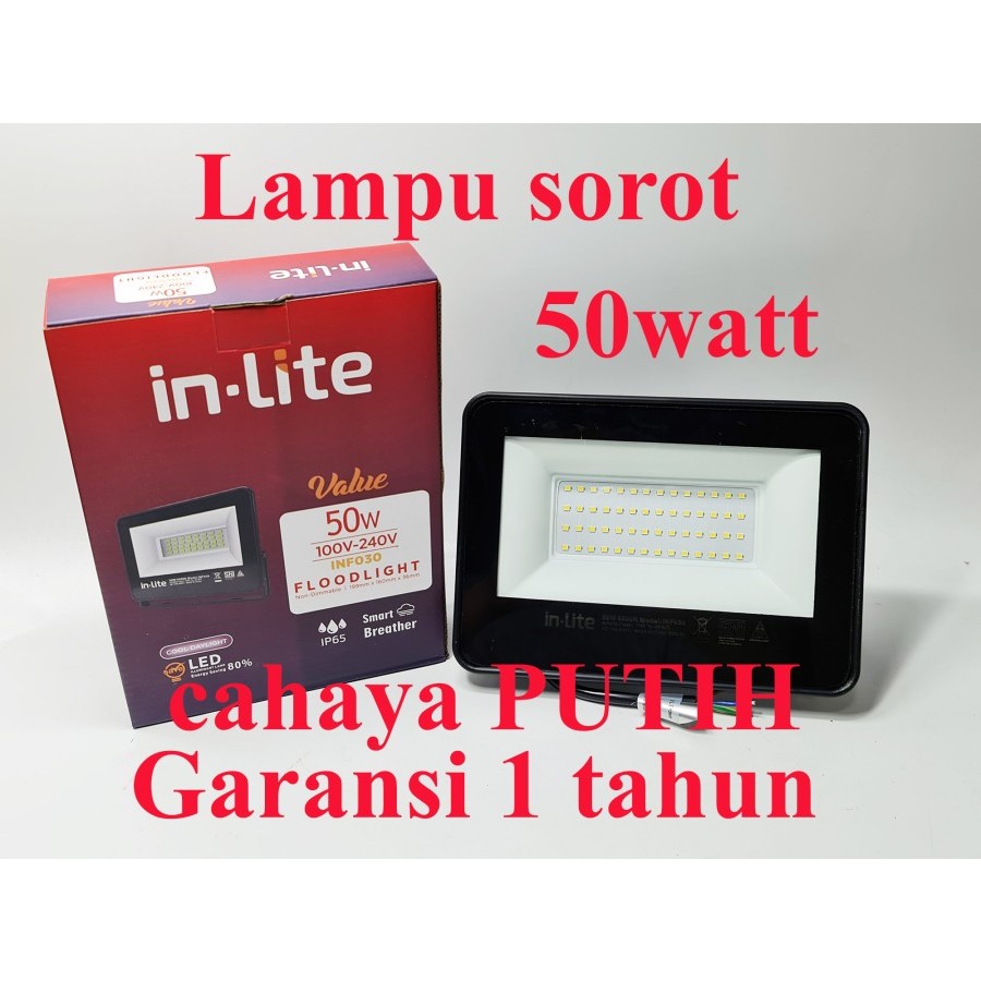 Lampu sorot 50watt PUTIH LED inlite value INF030 in-lite floodlight