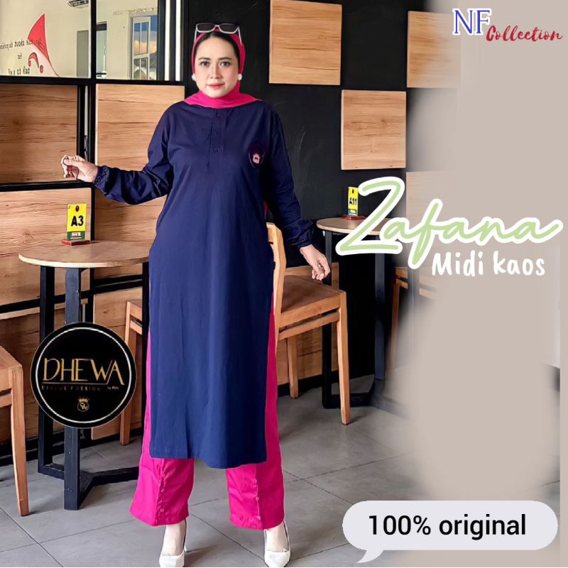 Zafana Midi kaos By Dhewa Style Tunik kaos Cotton Combed 20s