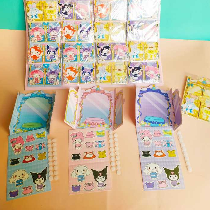 DIY stiker BP dress up sanrio 1pcs aktivitas anak Stiker wardrobe stiker jendela dress up sanrio - Mainan Aktivitas Anak bongkar pasang dress up  Quiet Book lemari sanrio kuromi melody Diy Mainan Edukasi Busy Book Buku Aktifitas Anak