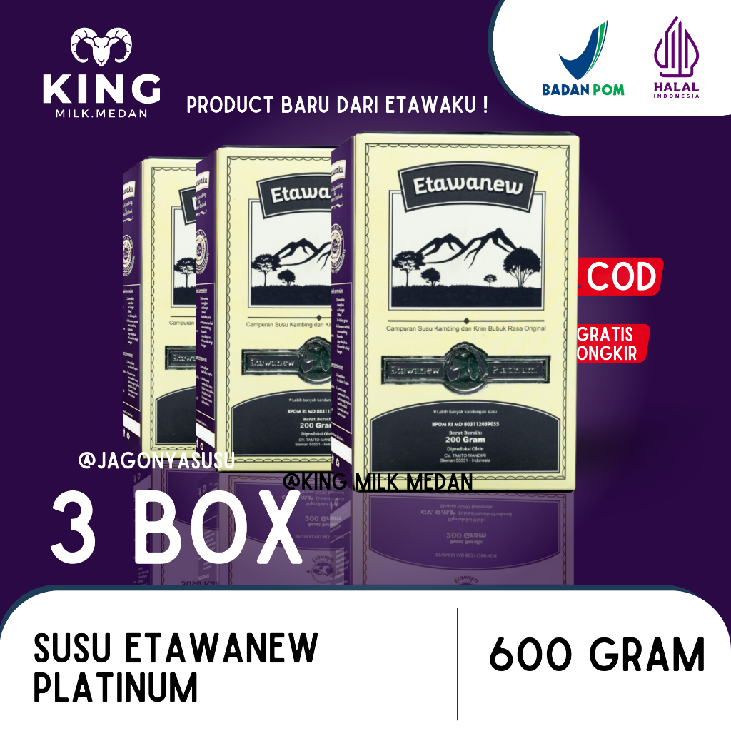 

Etawanew Susu Paket 3 Box - Susu Kambing Murni & Krimer Bubuk -