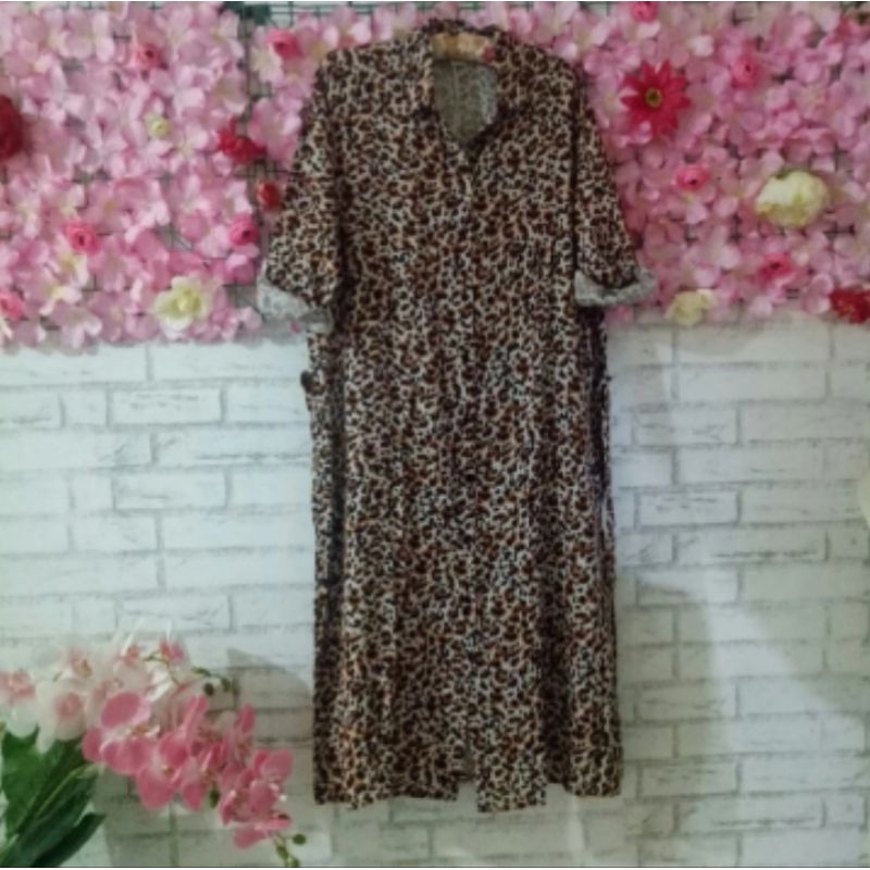 dress kemeja big size branded original/dress kemeja motif totol macan/kemeja tunik big size