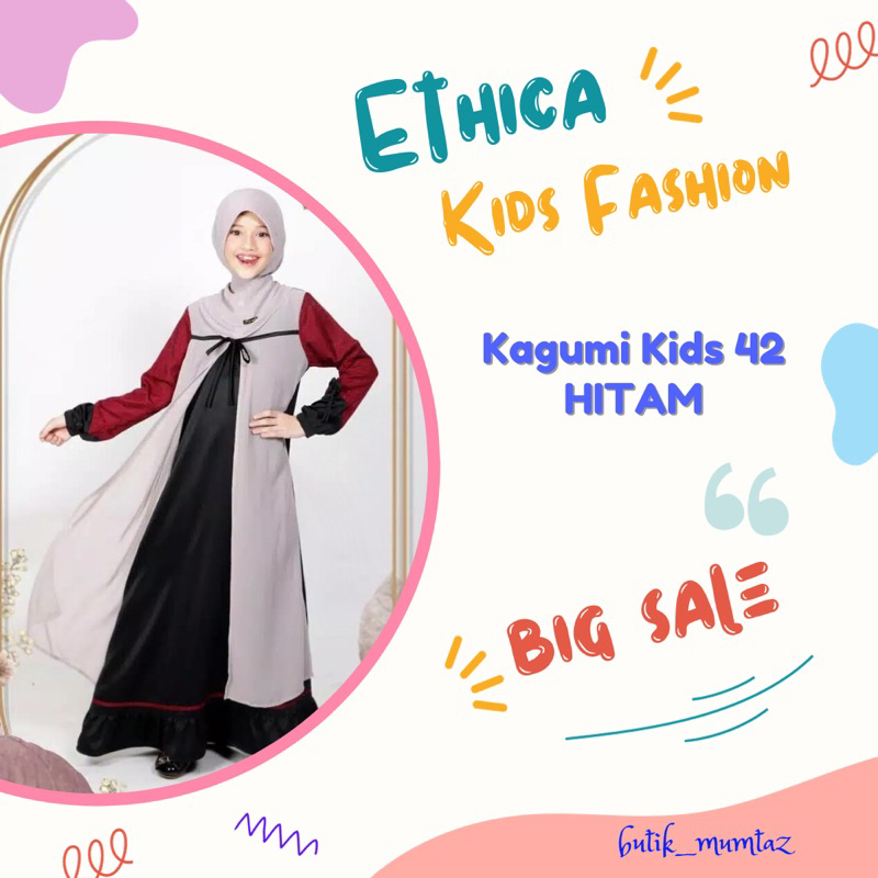 Kagumi kids42 Hitam/Gamis Anak Ethica/Gamis Pesta Anak/Gamis Anak Hitam