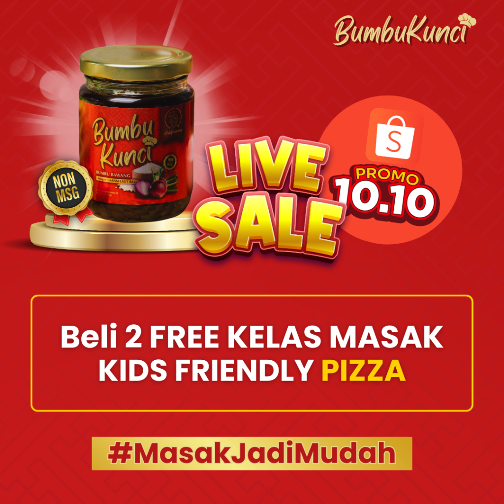 

BUMBUKUNCI 10.10 SPECIAL - 2 JAR FREE KELAS MASAK CHEFMAMA Kids Friendly PIZZA | BUMBU SERBAGUNA NON MSG DIABETIC FRIENDLY