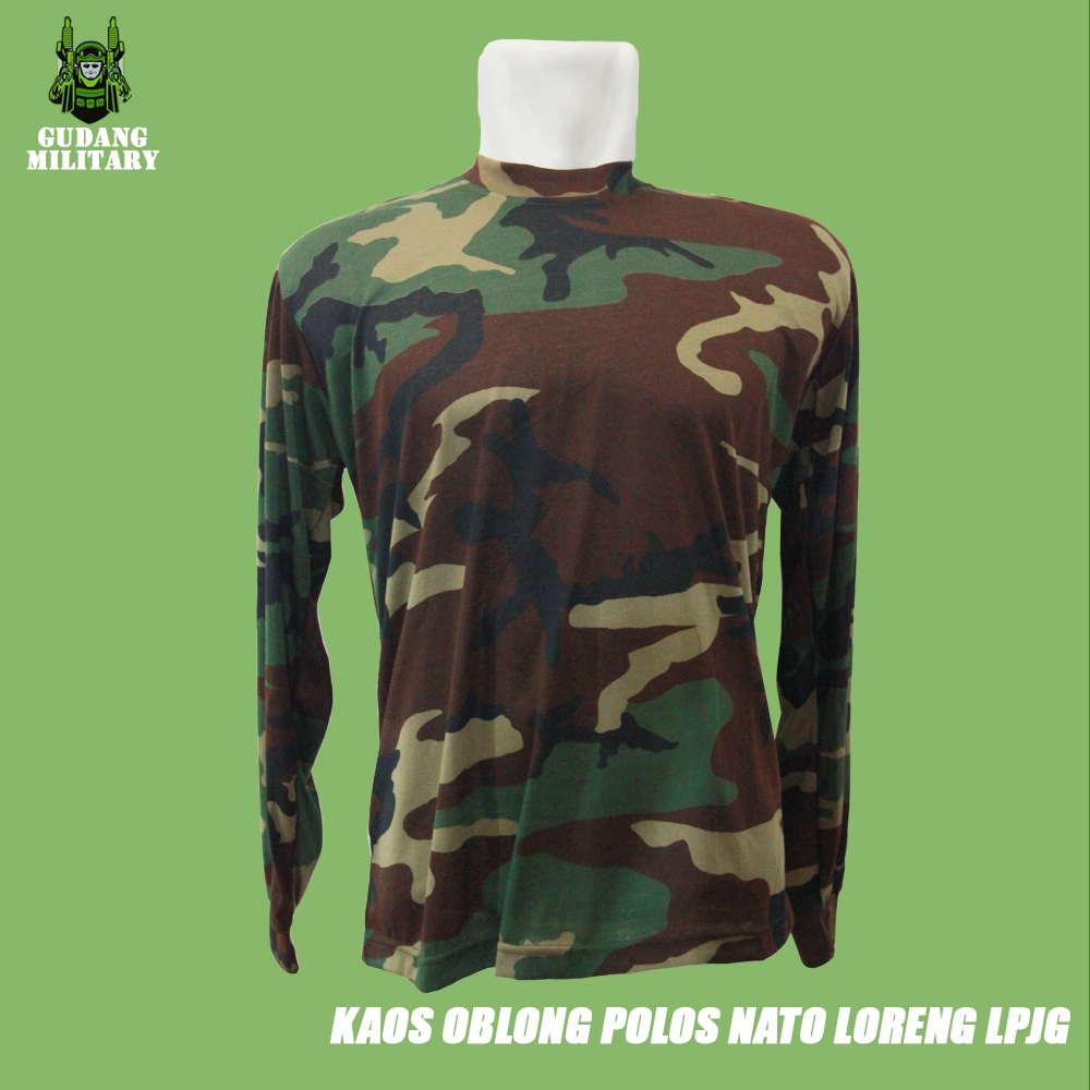 Kaos Oblong Loreng Nato US Panjang Polos - Kaos Loreng Nato US