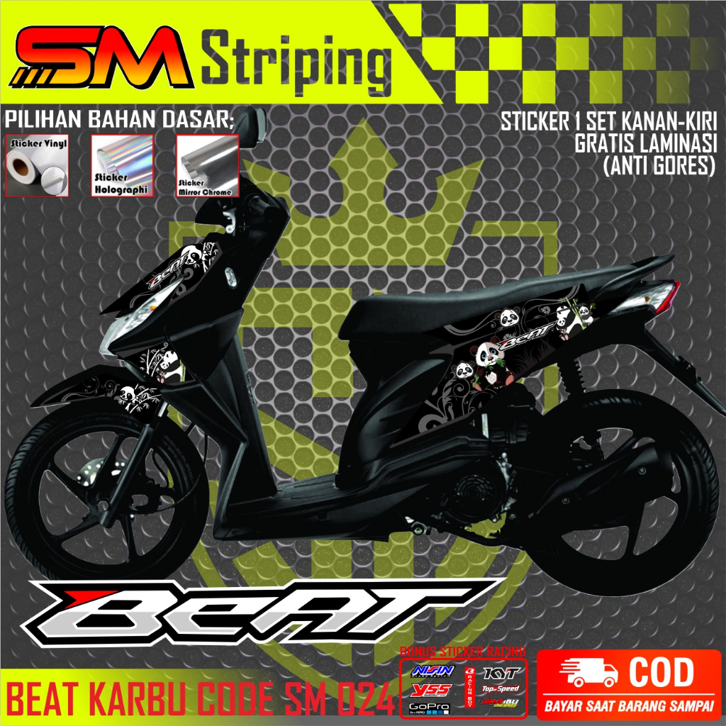 STRIPING LIST STIKER HONDA BEAT KARBU VARIASI PANDA VINYL HOLOGRAM CHROME SM 024