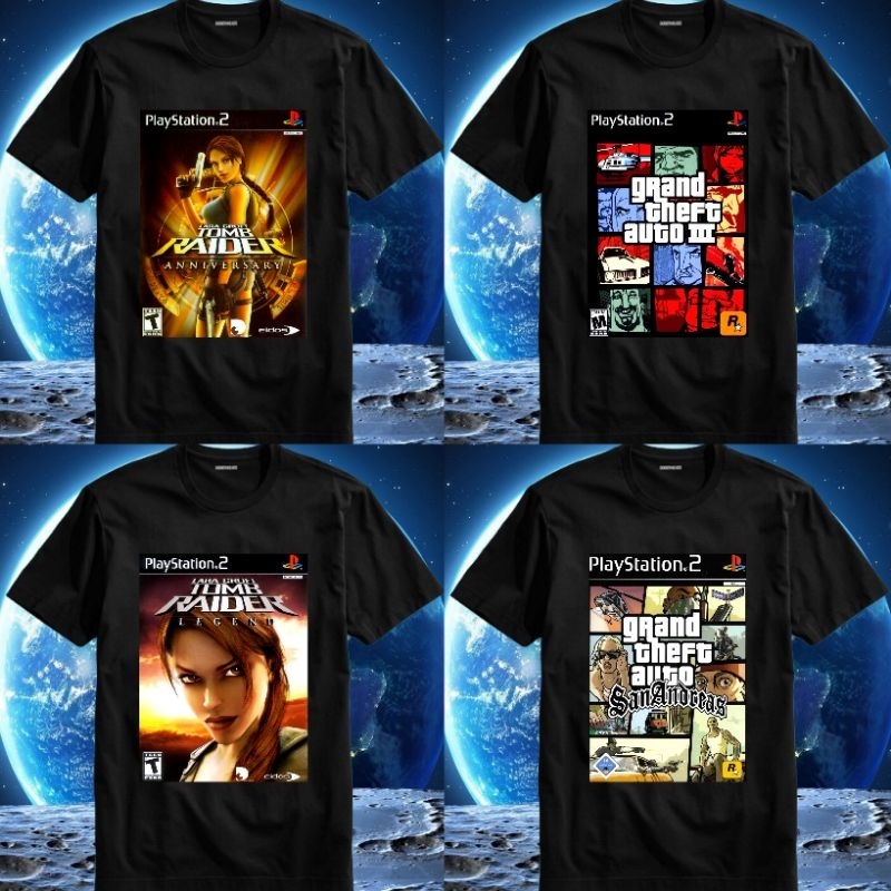 Baju Kaos Tshirt T Shirt Pria Laki Cowok Cewek Perempuan Unisex Game Ps2 Ps 2 Playstation 2 Play Sta