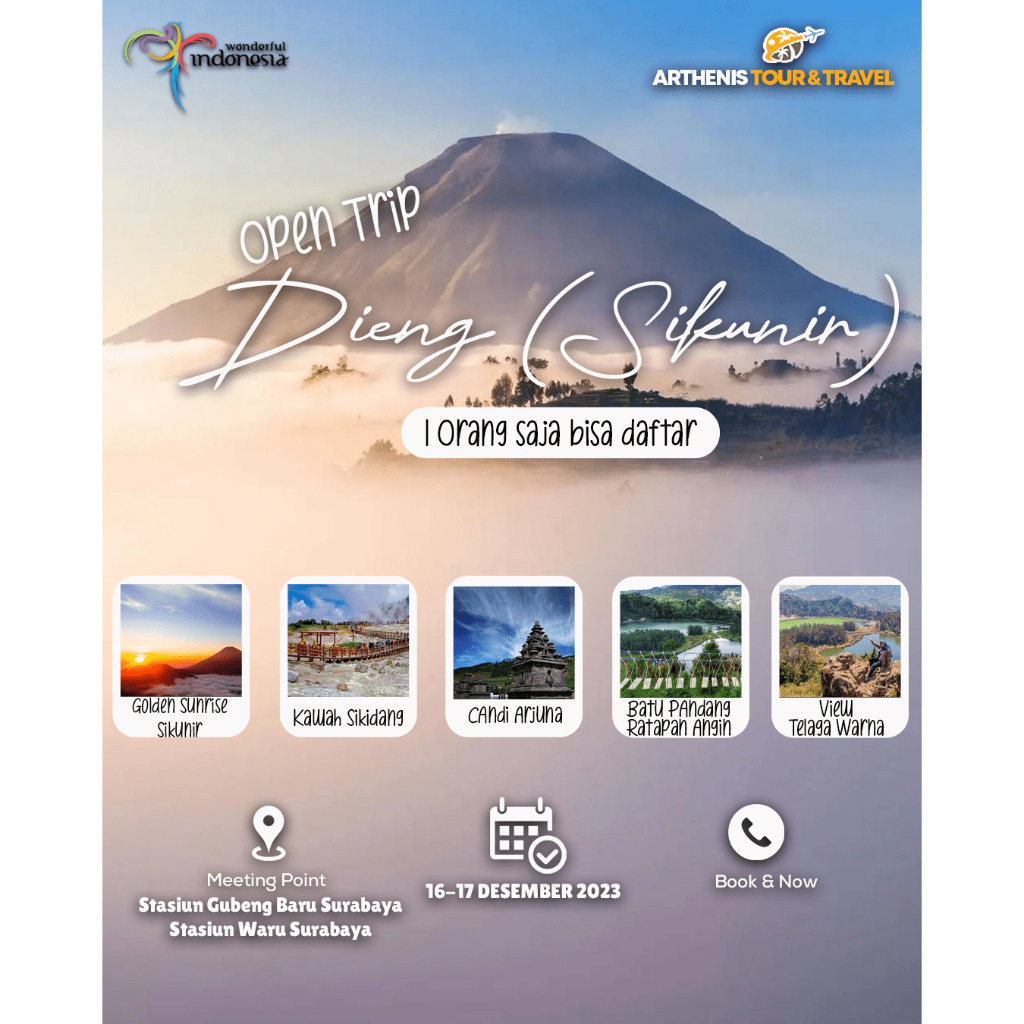 OPEN TRIP DIENG SIKUNIR START SURABAYA 16-17 DESEMBER 2023