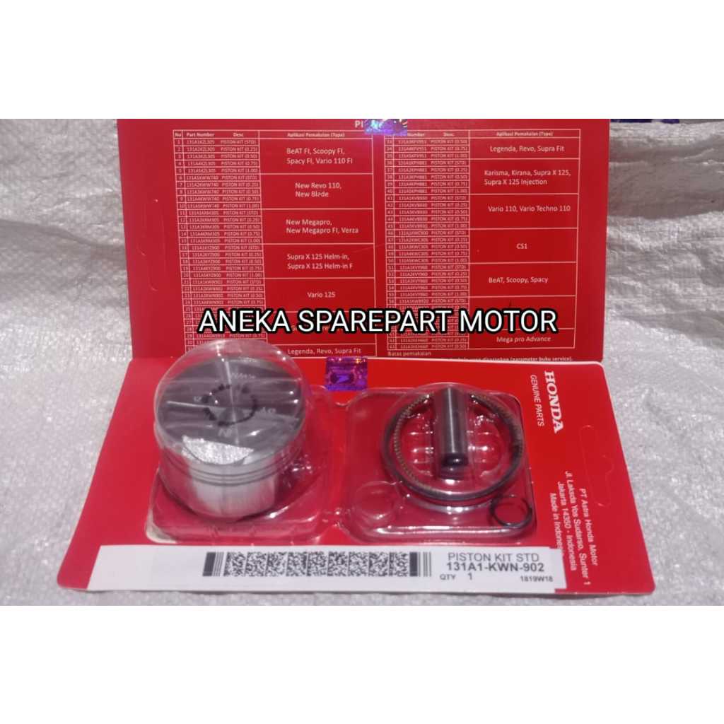 PISTON KIT RING SEHER SET VARIO 125 FI INJEKSI  STANDAR STD KWN SEHER VARIO 125 STD KWN PISTON RING 