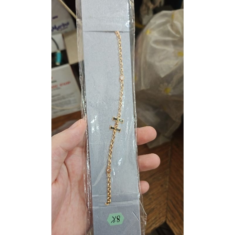 Gelang rantai inisial abjad huruf H emas asli 375 8k