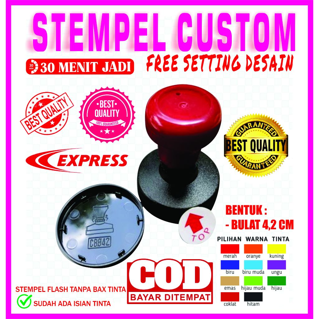

STEMPEL CUSTOM LOGO / STEMPEL FLASH / UK. D-42 / STEMPEL OTOMATIS TINTA REFFIL
