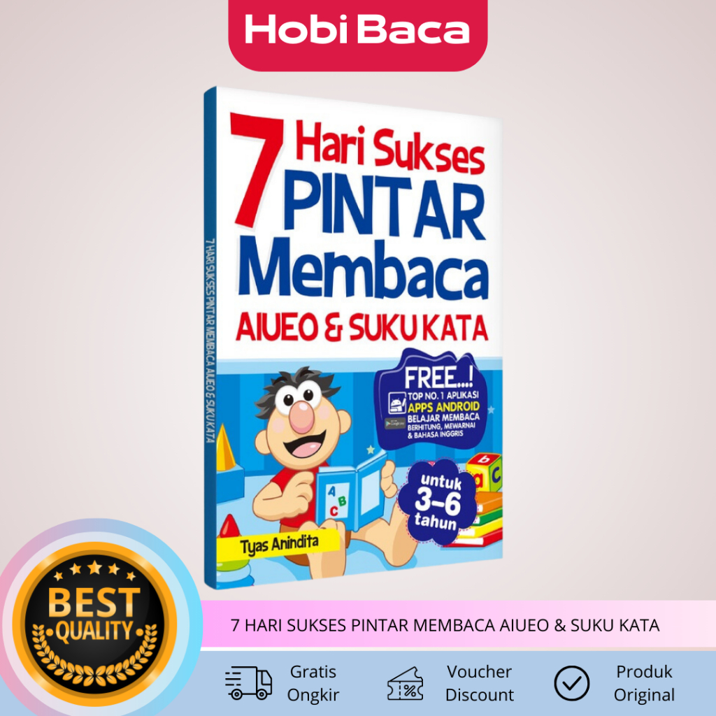 BUKU PAUD DAN TK 7 HARI SUKSES PINTAR MEMBACA AIUEO & SUKU KATA BERISI PEMBELAJARAN MENGENAL SUKU KA