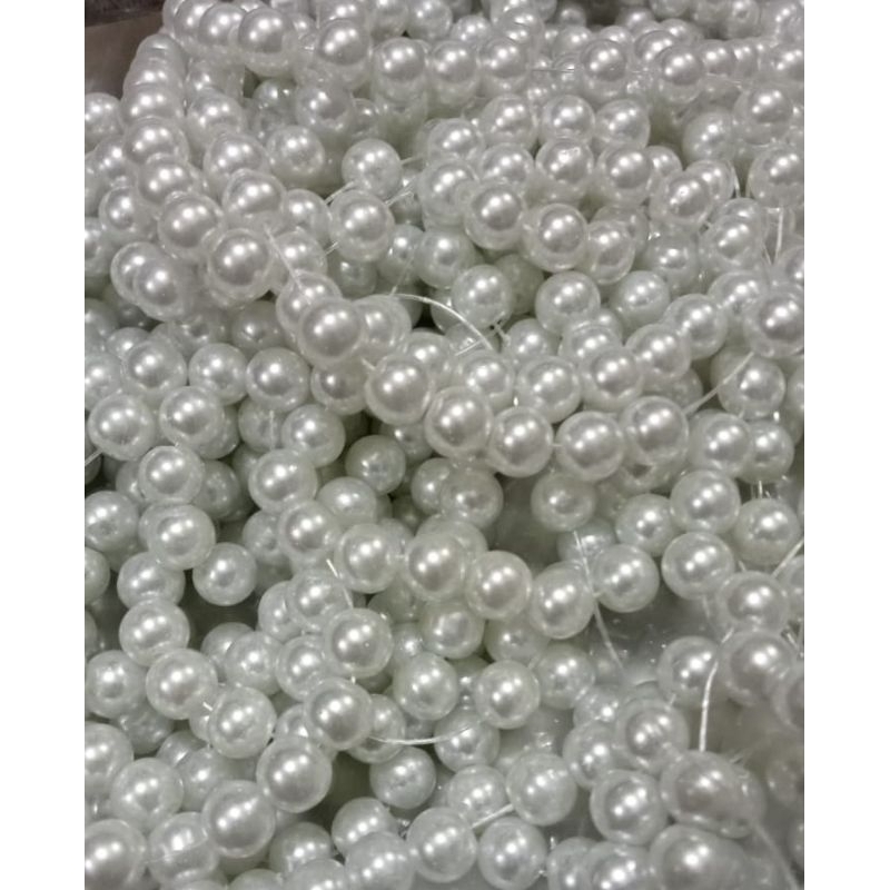 Manik mutiara berat 8mm isi 10 renceng warna putih