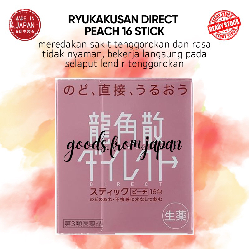 

RYUKAKUSAN DIRECT 16 STICKS PEACH OBAT SAKIT TENGGOROKAN